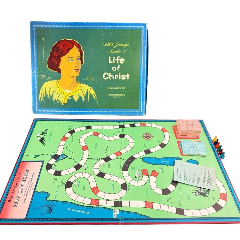 Vtg 1964 Bible Journeys No 2 Life of Christ Board Game Review Herald Complete